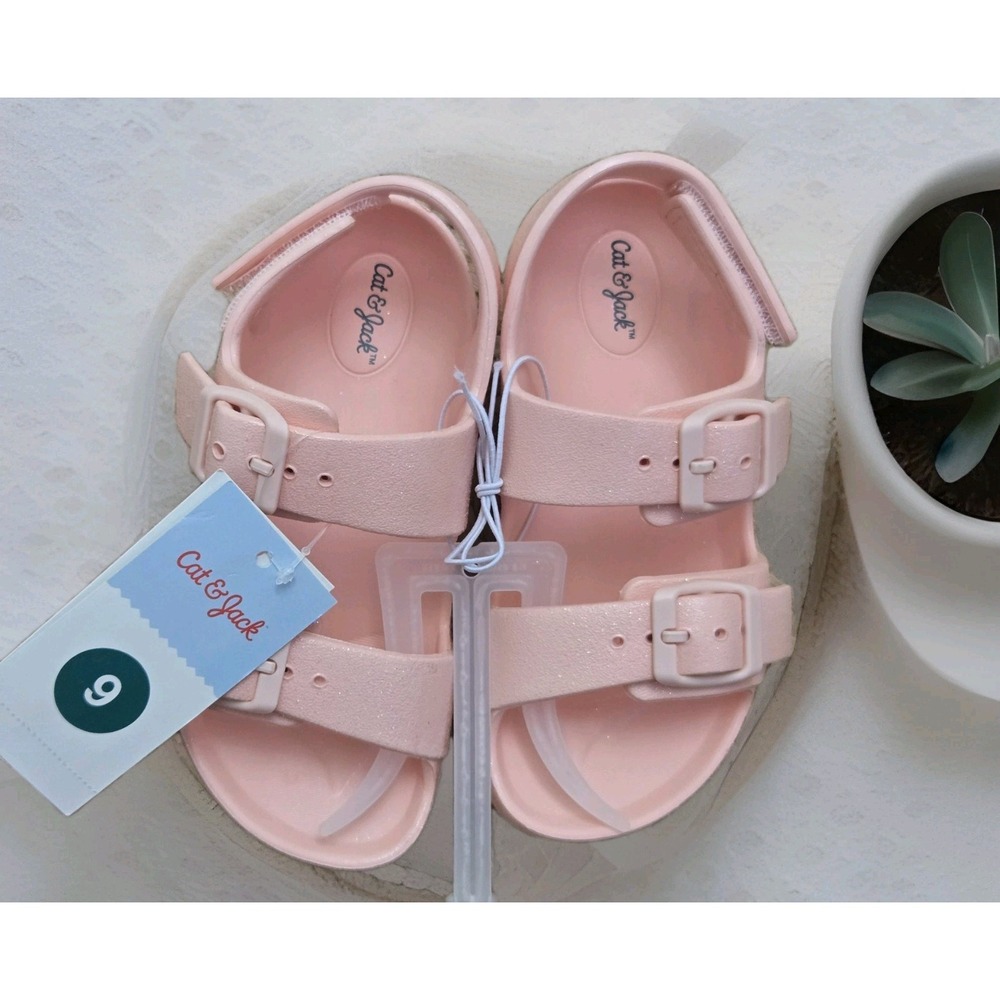 Toddler Girls Blush Pink Easy-On Ade Footbed Sandals Cat & Jack Size 9c